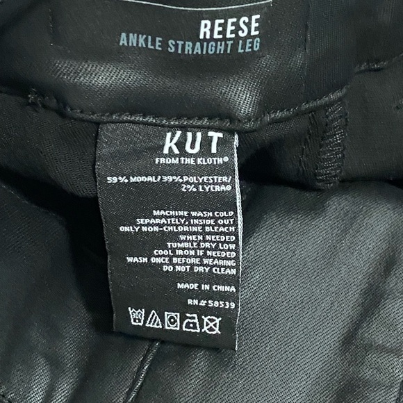 Kut from the Kloth Black Coated Reese Ankle Straight Pants Size 14 Nightclub NWT - Picture 12 of 15
